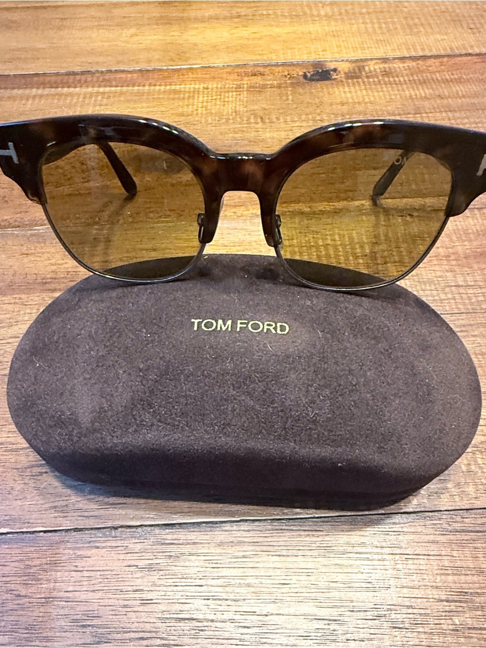 Tom Ford Tortoiseshell Frame Sunglasses with Brown Lenses